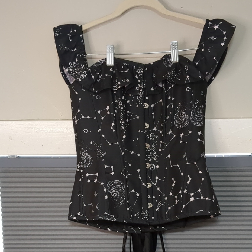 Elegant Black Constellation Print Blouse